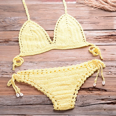 Handmade Cotton  Crochet Bikini Top 2021 Summer Shell Sexy Swimsuit