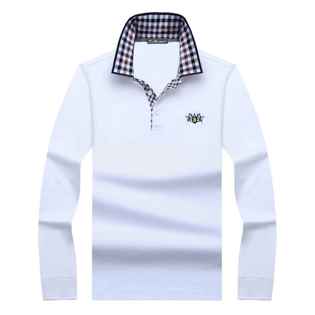 AshoreShop Mens Long Sleeve Polo with Contrast Button Collar Casual and Formal