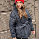 Loose Arygle Quilting Hooded Parkas Women Fashion Solid Thick Short Coats