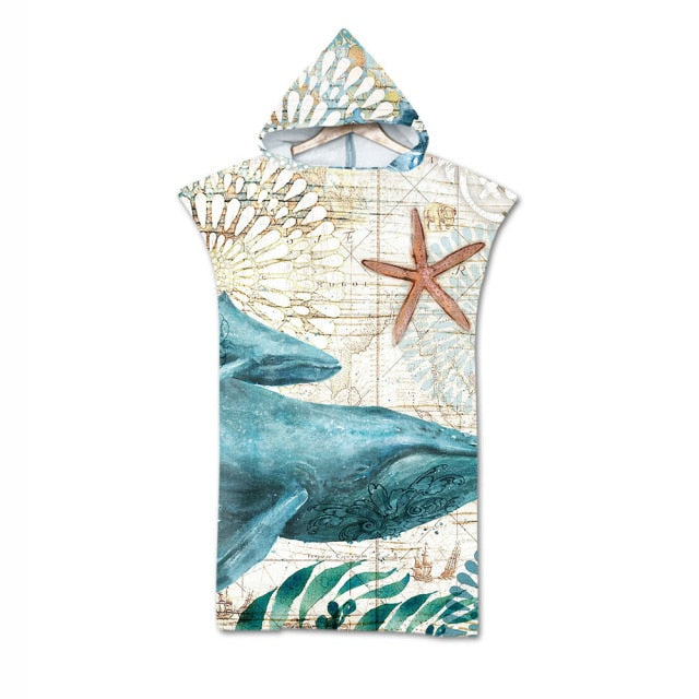 Microfiber Fabric Printed Hooded Beach Towel For Adults