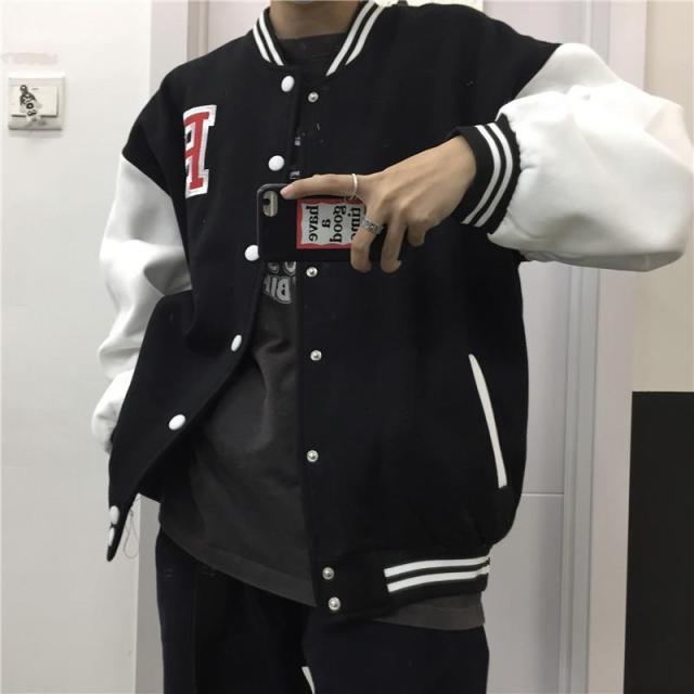 Unisex Oversized streetwear retro baseball uniform jacket women's