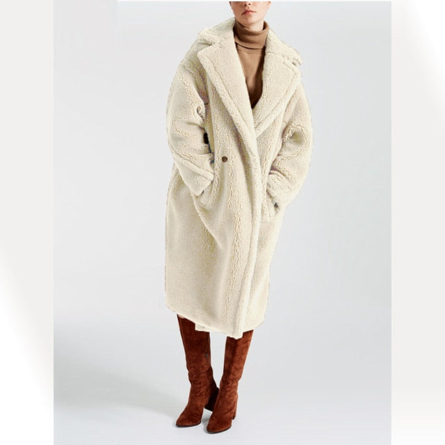 Factory Price Faux Fur Long Coats For Women Warm Thick Teddy Coat