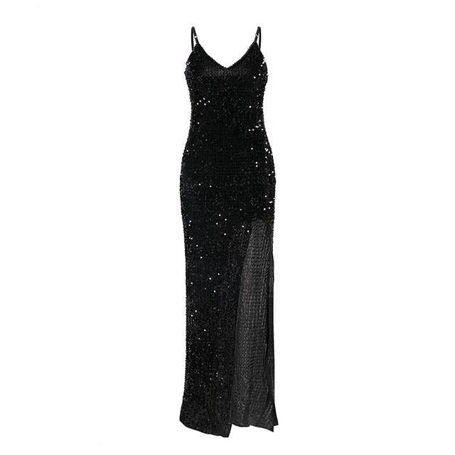 Ashoreshop Sexy v-neck sequined long dress women summer