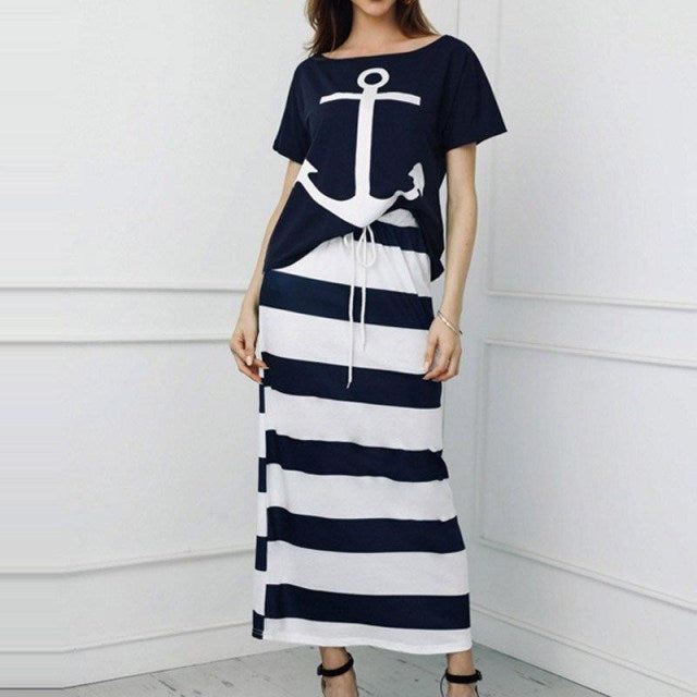 AshoreShop Womens Boating Nautical Blouse and Long Dress