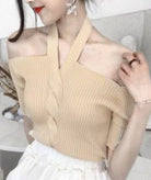 Ashoreshop Womens Summer Tee New Arrival Slim Slash Neck Knitted T shirt