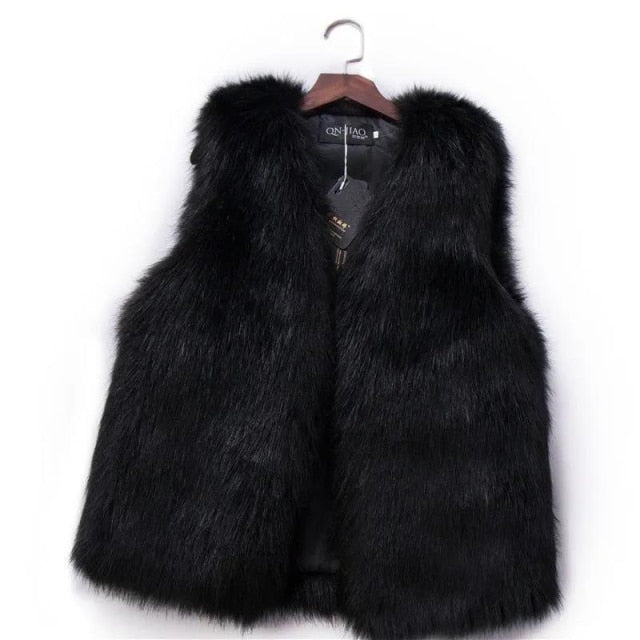 New Winter Female Fox Fur Vest Coat Winter Warm White Black Gray Fur Vest Jacket Large Size 2XL Sleeveless Coat