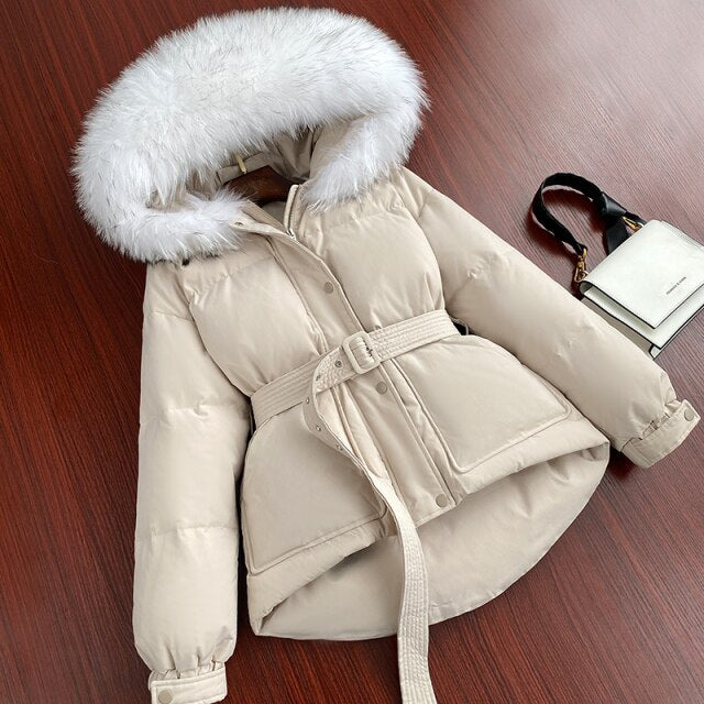 Ashoreshop Factory Price 2021 New Winter Women Coat Thick Warm Large Real Fur