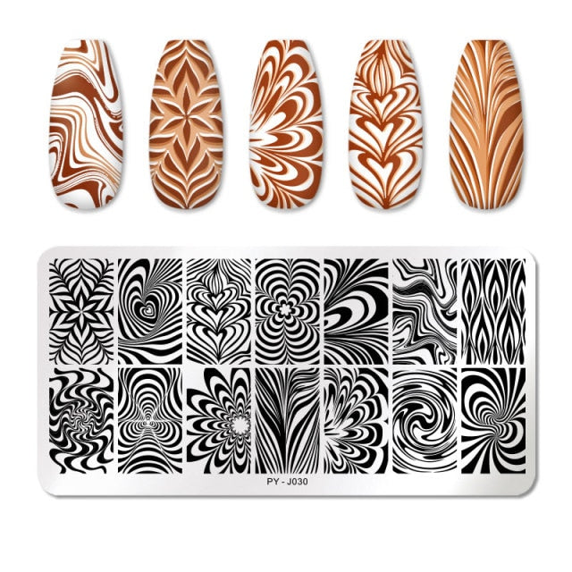 Nail Art Geometry Nail Stamping Plates Lines Animal Fruits Theme