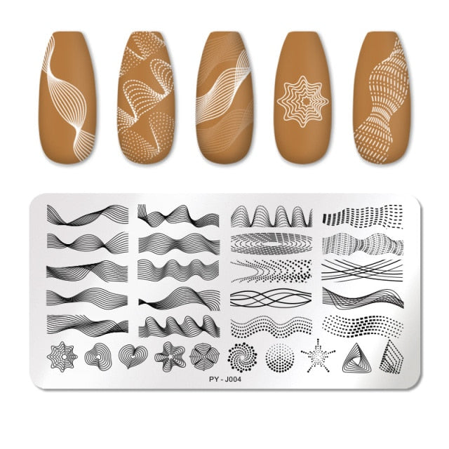 Nail Art Geometry Nail Stamping Plates Lines Animal Fruits Theme