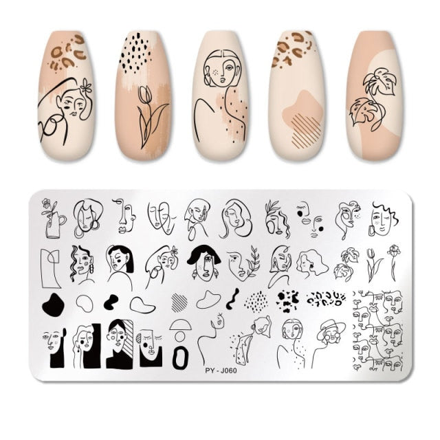 Nail Art Geometry Nail Stamping Plates Lines Animal Fruits Theme