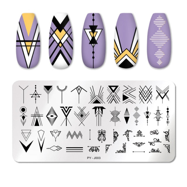 Nail Art Geometry Nail Stamping Plates Lines Animal Fruits Theme