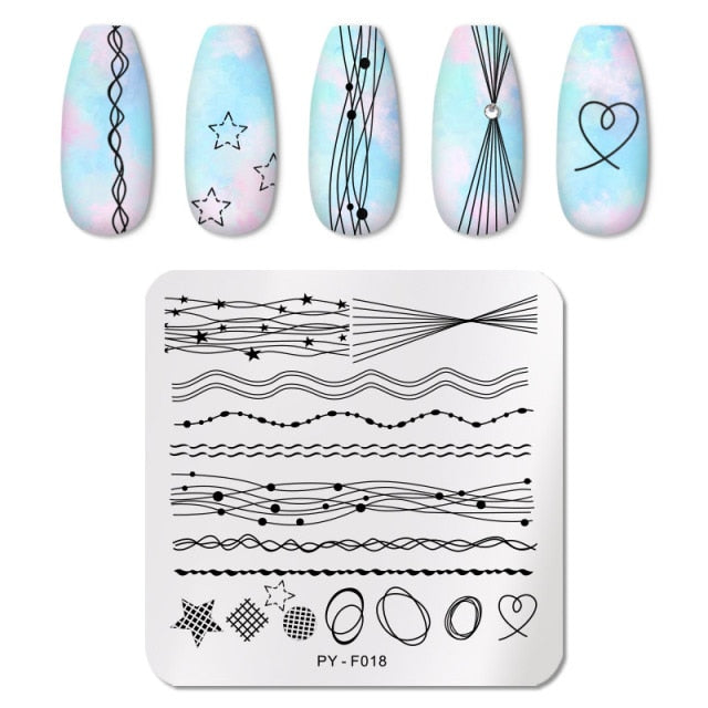 Nail Art Geometry Nail Stamping Plates Lines Animal Fruits Theme