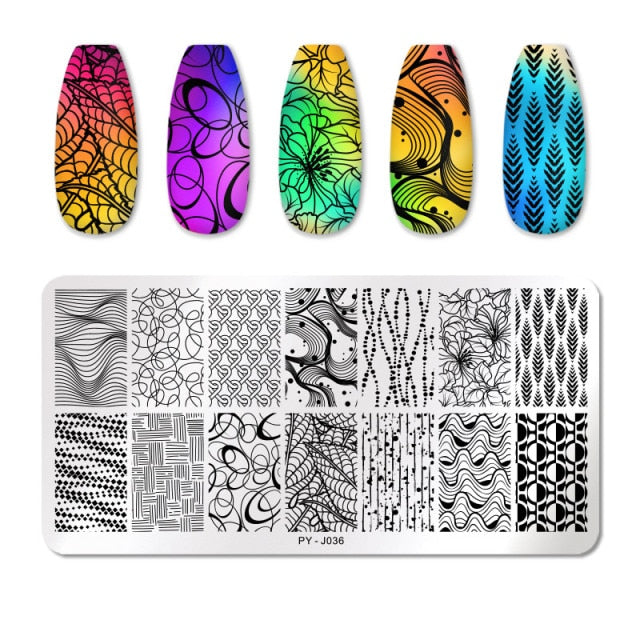 Nail Art Geometry Nail Stamping Plates Lines Animal Fruits Theme