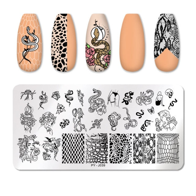 Nail Art Geometry Nail Stamping Plates Lines Animal Fruits Theme