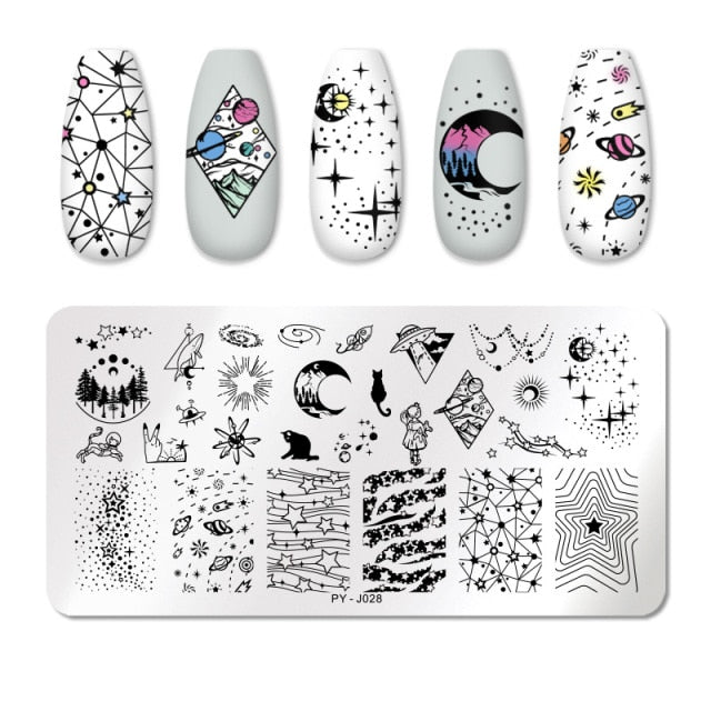 Nail Art Geometry Nail Stamping Plates Lines Animal Fruits Theme