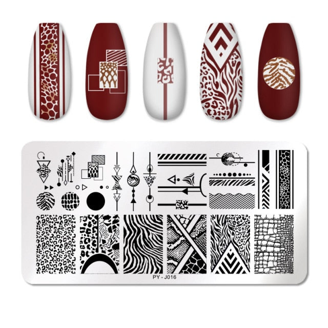 Nail Art Geometry Nail Stamping Plates Lines Animal Fruits Theme