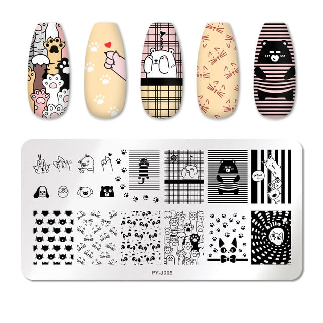 Nail Art Geometry Nail Stamping Plates Lines Animal Fruits Theme