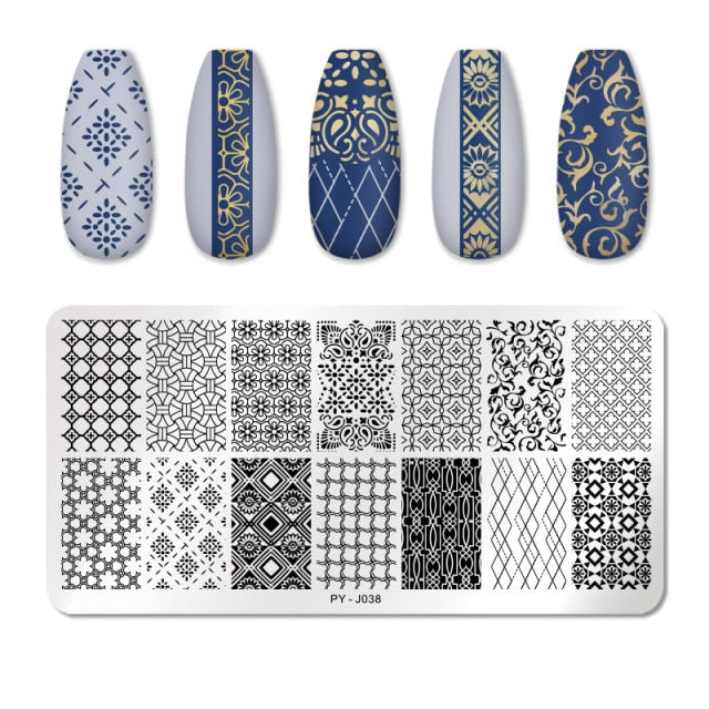 Nail Art Geometry Nail Stamping Plates Lines Animal Fruits Theme