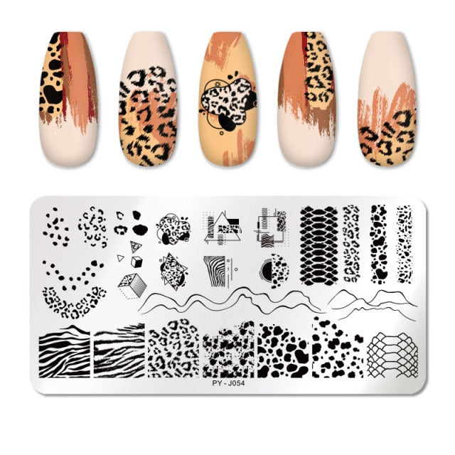 Nail Art Geometry Nail Stamping Plates Lines Animal Fruits Theme