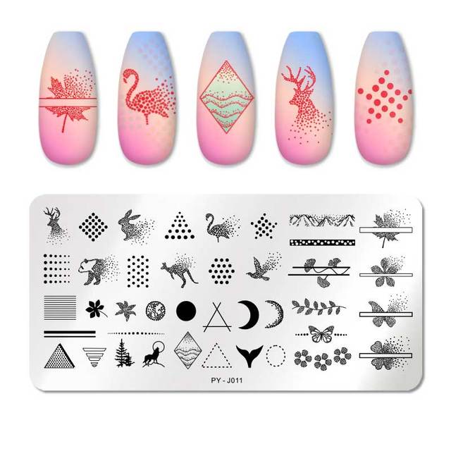 Nail Art Geometry Nail Stamping Plates Lines Animal Fruits Theme