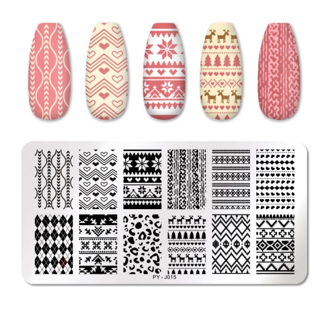 Nail Art Geometry Nail Stamping Plates Lines Animal Fruits Theme