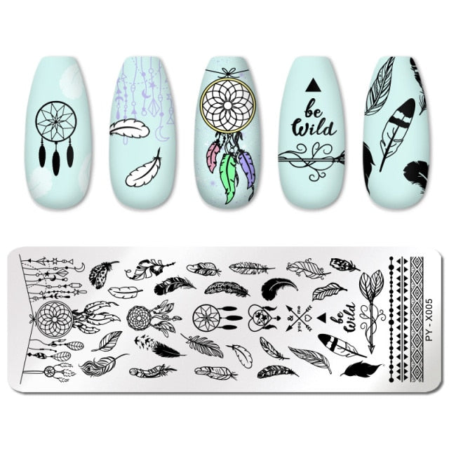 Nail Art Geometry Nail Stamping Plates Lines Animal Fruits Theme