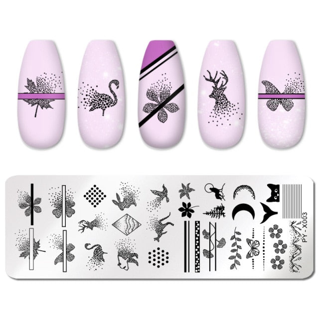 Nail Art Geometry Nail Stamping Plates Lines Animal Fruits Theme