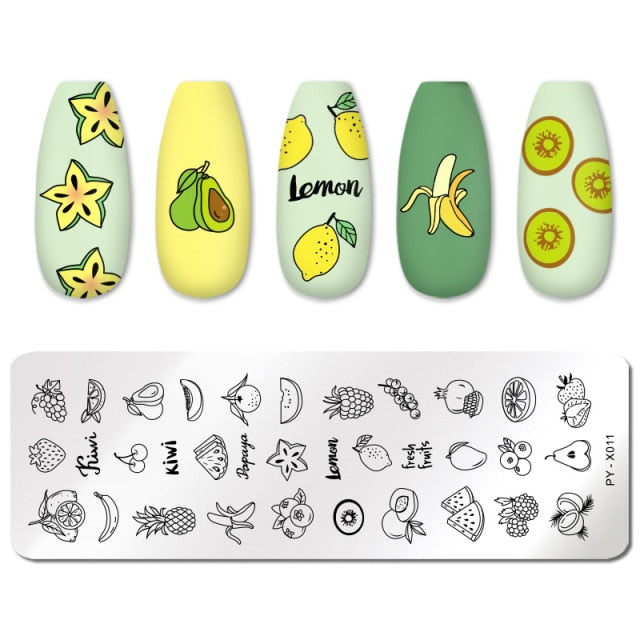 Nail Art Geometry Nail Stamping Plates Lines Animal Fruits Theme