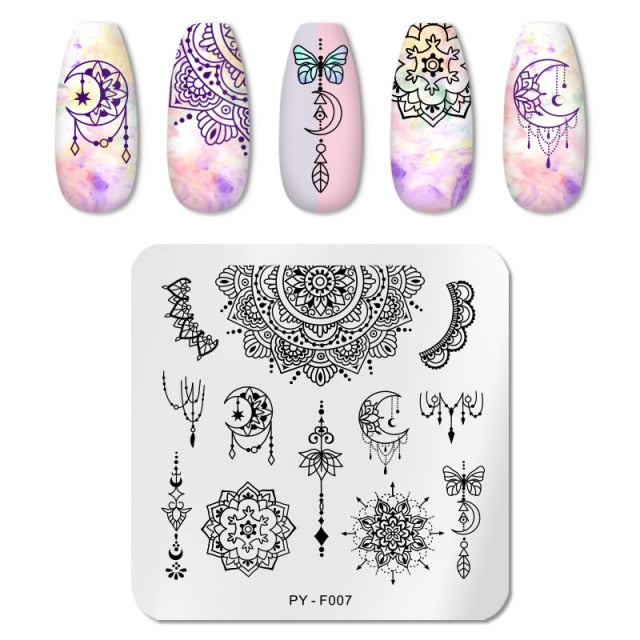 Nail Art Geometry Nail Stamping Plates Lines Animal Fruits Theme