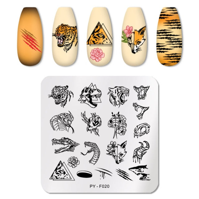 Nail Art Geometry Nail Stamping Plates Lines Animal Fruits Theme