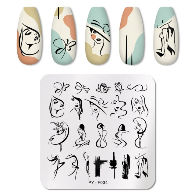 Nail Art Geometry Nail Stamping Plates Lines Animal Fruits Theme