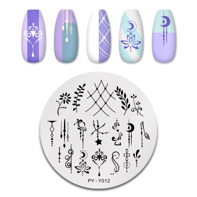 Nail Art Geometry Nail Stamping Plates Lines Animal Fruits Theme