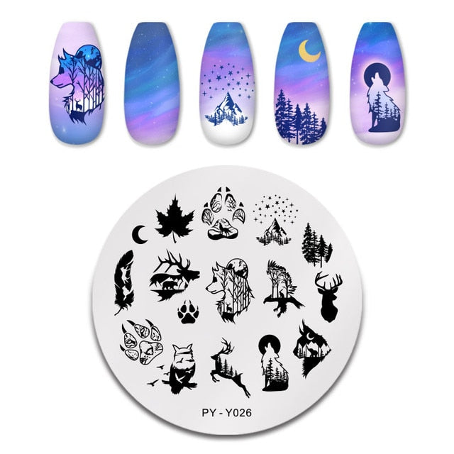 Nail Art Geometry Nail Stamping Plates Lines Animal Fruits Theme