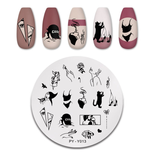 Nail Art Geometry Nail Stamping Plates Lines Animal Fruits Theme