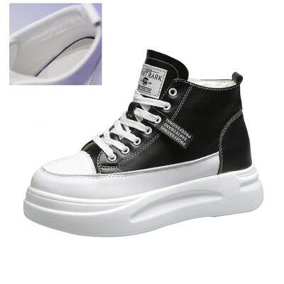 Leather White Shoes Women High Top Sneakers Platform 2021