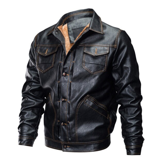 Ashoreshop Mens Very Cool Fleece lined Faux leather Motorcycle Jacket