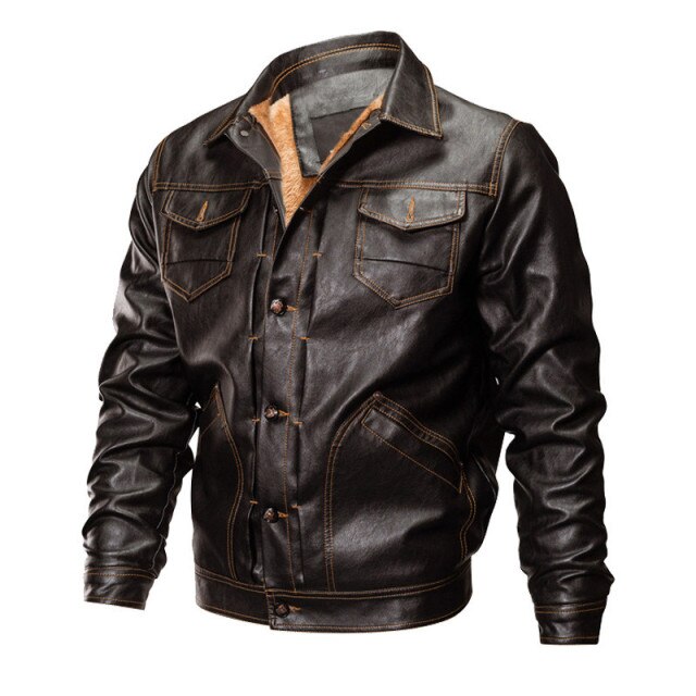 Ashoreshop Mens Very Cool Fleece lined Faux leather Motorcycle Jacket