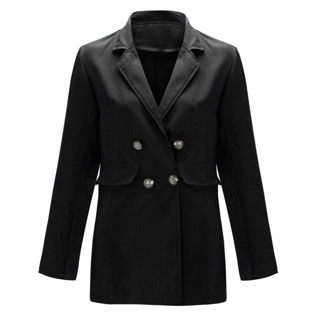 Ashoreshop Womens Solid Slim Double Breasted Fashion Blazer