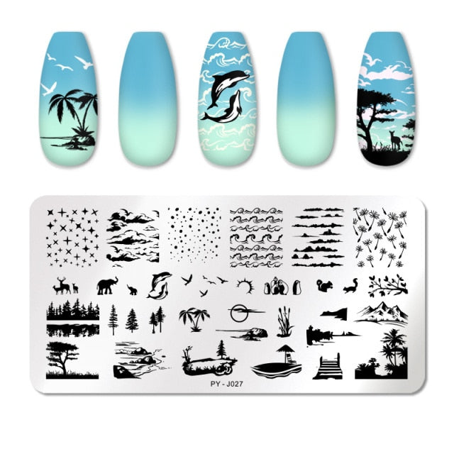 Nail Art Geometry Nail Stamping Plates Lines Animal Fruits Theme