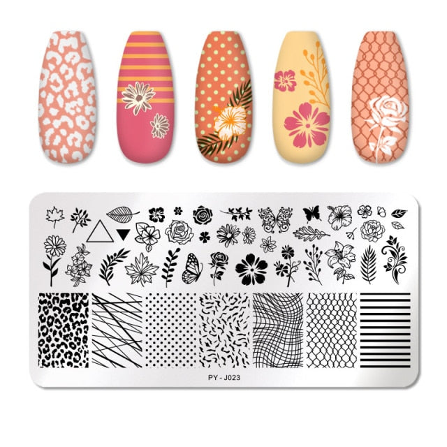 Nail Art Geometry Nail Stamping Plates Lines Animal Fruits Theme