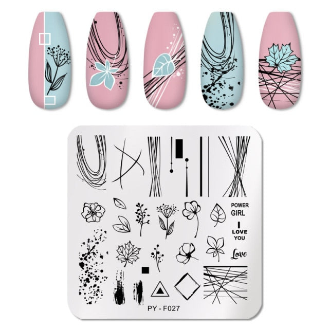 Nail Art Geometry Nail Stamping Plates Lines Animal Fruits Theme