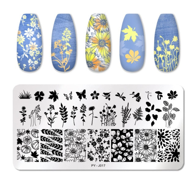 Nail Art Geometry Nail Stamping Plates Lines Animal Fruits Theme