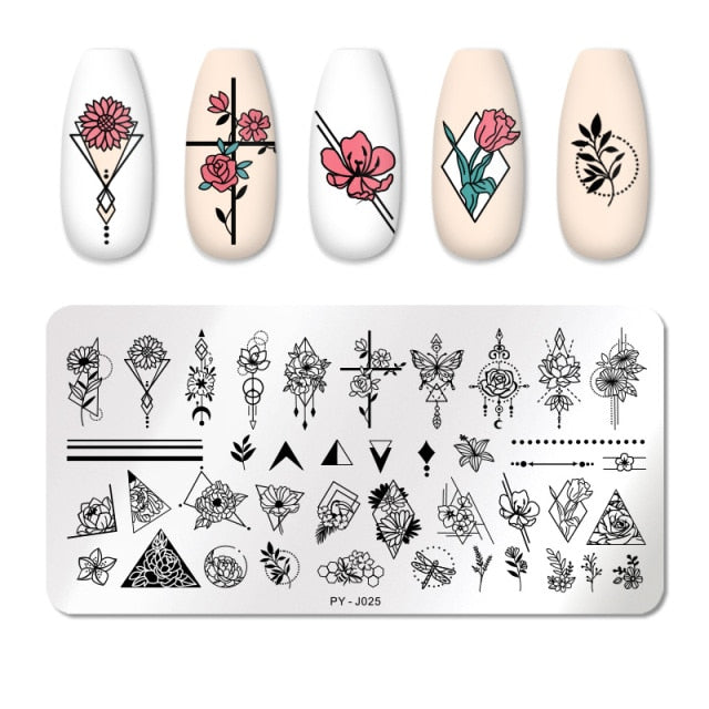 Nail Art Geometry Nail Stamping Plates Lines Animal Fruits Theme