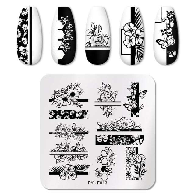 Nail Art Geometry Nail Stamping Plates Lines Animal Fruits Theme