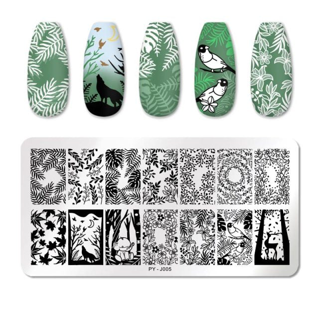 Nail Art Geometry Nail Stamping Plates Lines Animal Fruits Theme