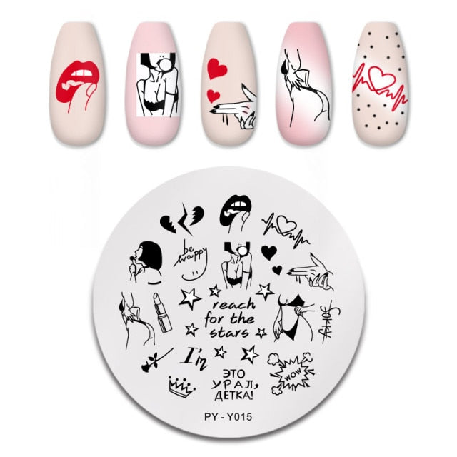 Nail Art Geometry Nail Stamping Plates Lines Animal Fruits Theme