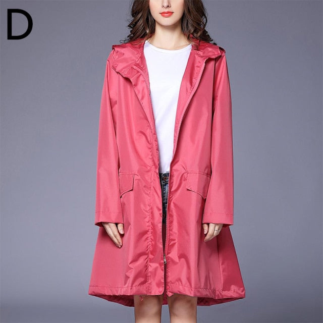 Women Raincoat Men Windbreaker Rain Clothes Hooded Poncho Portable Windproof Zipper Motorcycle Rainwear Adult Rain Jacket