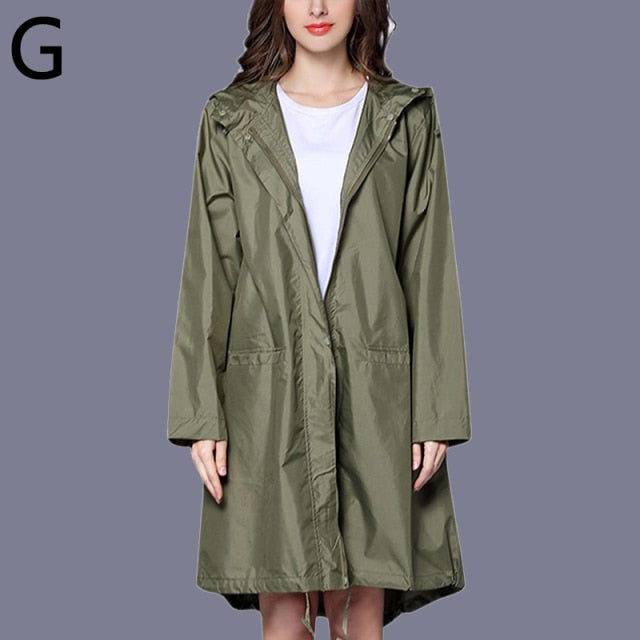 Women Raincoat Men Windbreaker Rain Clothes Hooded Poncho Portable Windproof Zipper Motorcycle Rainwear Adult Rain Jacket