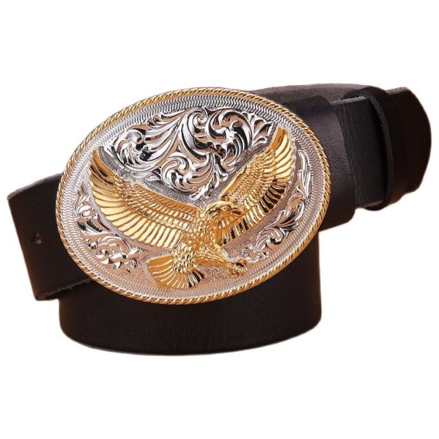 Luxury Cowgirl Real Leather Belt gold eagle big buckle