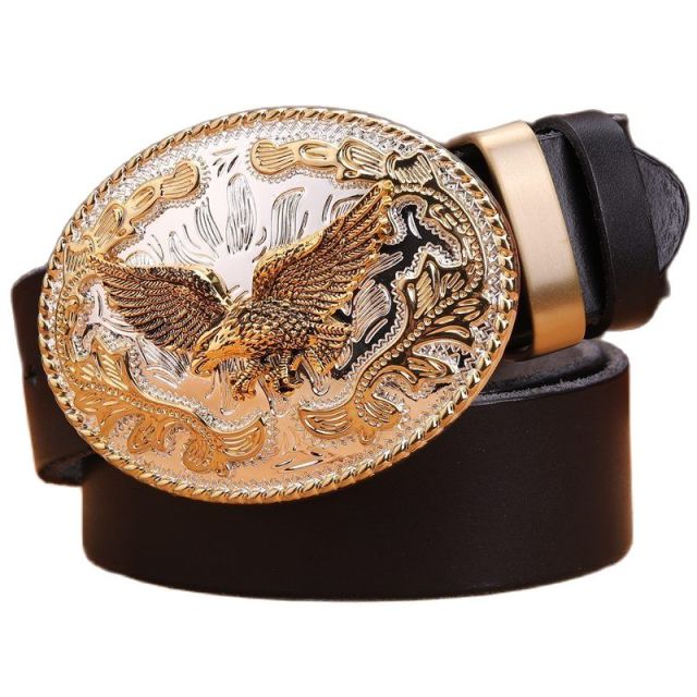 Luxury Cowgirl Real Leather Belt gold eagle big buckle